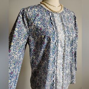 J.Crew Liberty Art Fabric Blouse June's Meadow Mitsi Valeria Blue Floral Size Sm